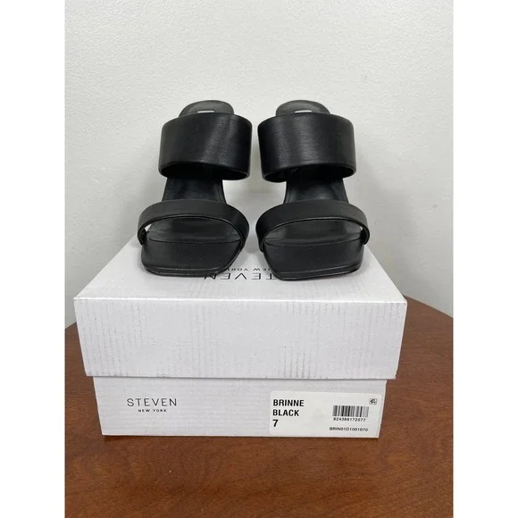 New Steven Brinne Lucite Strappy Sandal In Black Size 7